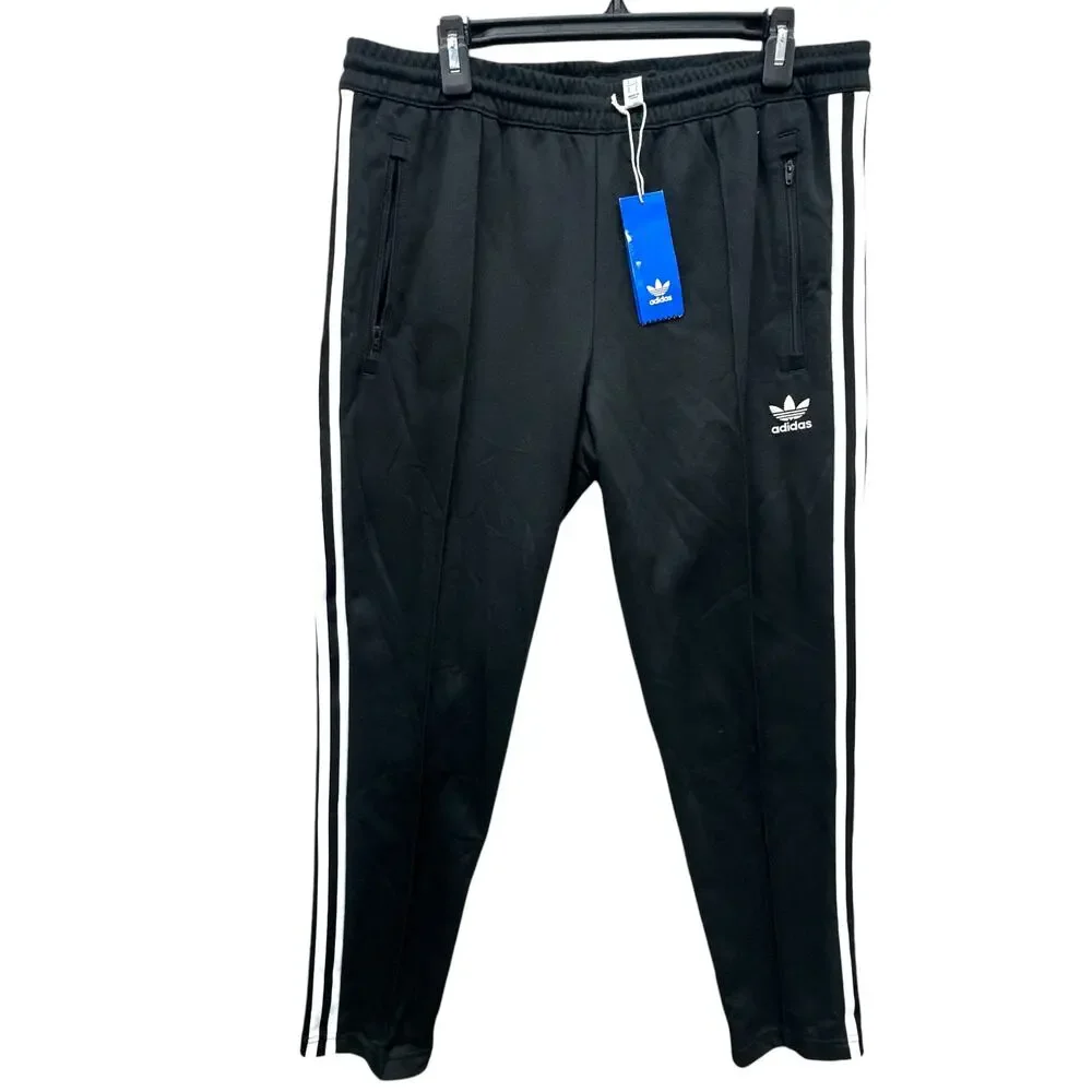 Adidas Originals Beckenbauer Track Pants Men's L Black 3-Stripes Trefoil NWT